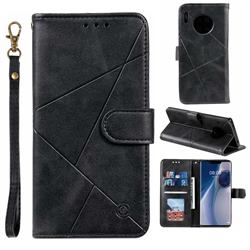 Embossing Geometric Leather Wallet Case for Huawei Mate 30 Pro - Black