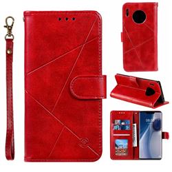 Embossing Geometric Leather Wallet Case for Huawei Mate 30 Pro - Red