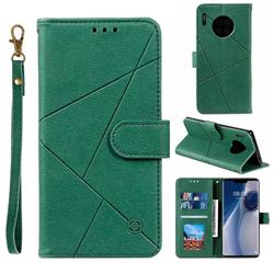 Embossing Geometric Leather Wallet Case for Huawei Mate 30 Pro - Green