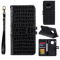 Luxury Crocodile Magnetic Leather Wallet Phone Case for Huawei Mate 30 Pro - Black