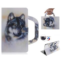 Snow Wolf Handbag Tablet Leather Wallet Flip Cover for Huawei MediaPad M3 8.4