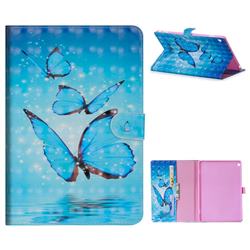 Blue Sea Butterflies 3D Painted Leather Tablet Wallet Case for Huawei MediaPad M3 Lite 10