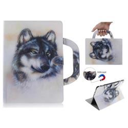 Snow Wolf Handbag Tablet Leather Wallet Flip Cover for Huawei MediaPad M3 Lite 10
