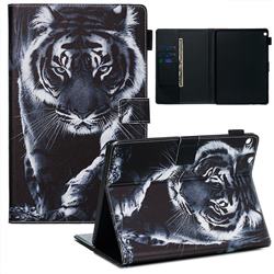 Black and White Tiger Matte Leather Wallet Tablet Case for Huawei MediaPad M3 Lite 10