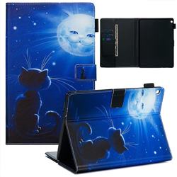 Cat and Moon Matte Leather Wallet Tablet Case for Huawei MediaPad M3 Lite 10