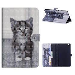 Smiling Cat 3D Painted Leather Tablet Wallet Case for Huawei MediaPad M3 Lite 8