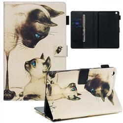 Cat Confrontation Matte Leather Wallet Tablet Case for Huawei MediaPad M3 Lite 8