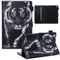 Black and White Tiger Matte Leather Wallet Tablet Case for Huawei MediaPad M3 Lite 8