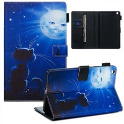 Cat and Moon Matte Leather Wallet Tablet Case for Huawei MediaPad M3 Lite 8