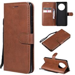 Retro Greek Classic Smooth PU Leather Wallet Phone Case for Huawei Mate 40 - Brown