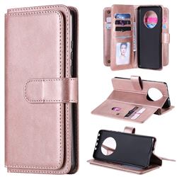 Multi-function Ten Card Slots and Photo Frame PU Leather Wallet Phone Case Cover for Huawei Mate 40 - Rose Gold