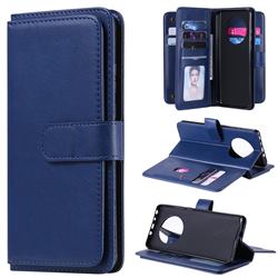 Multi-function Ten Card Slots and Photo Frame PU Leather Wallet Phone Case Cover for Huawei Mate 40 - Dark Blue