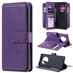 Multi-function Ten Card Slots and Photo Frame PU Leather Wallet Phone Case Cover for Huawei Mate 40 - Violet