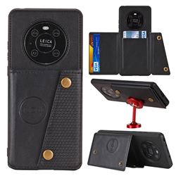 Retro Multifunction Card Slots Stand Leather Coated Phone Back Cover for Huawei Mate 40 - Black