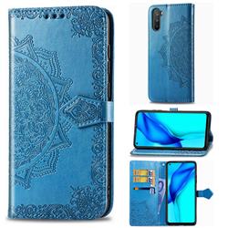 Embossing Imprint Mandala Flower Leather Wallet Case for Huawei Mate 40 Lite - Blue