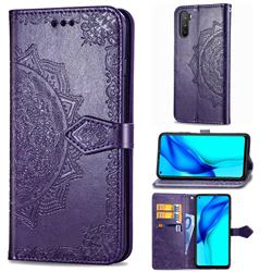 Embossing Imprint Mandala Flower Leather Wallet Case for Huawei Mate 40 Lite - Purple