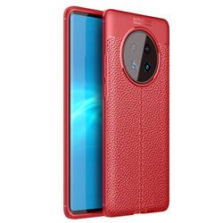 Luxury Auto Focus Litchi Texture Silicone TPU Back Cover for Huawei Mate 40 Pro - Red