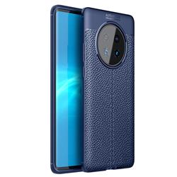 Luxury Auto Focus Litchi Texture Silicone TPU Back Cover for Huawei Mate 40 Pro - Dark Blue