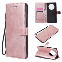 Retro Greek Classic Smooth PU Leather Wallet Phone Case for Huawei Mate 40 Pro - Rose Gold
