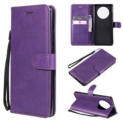 Retro Greek Classic Smooth PU Leather Wallet Phone Case for Huawei Mate 40 Pro - Purple
