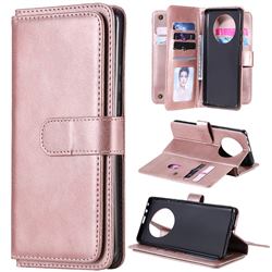 Multi-function Ten Card Slots and Photo Frame PU Leather Wallet Phone Case Cover for Huawei Mate 40 Pro - Rose Gold