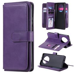 Multi-function Ten Card Slots and Photo Frame PU Leather Wallet Phone Case Cover for Huawei Mate 40 Pro - Violet