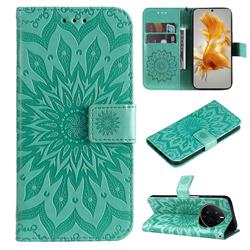 Embossing Sunflower Leather Wallet Case for Huawei Mate 50 - Green