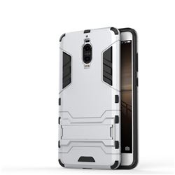 Armor Premium Tactical Grip Kickstand Shockproof Dual Layer Rugged Hard Cover for Huawei Mate 9 Pro 5.5 inch - Silver
