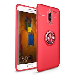 Auto Focus Invisible Ring Holder Soft Phone Case for Huawei Mate 9 Pro 5.5 inch - Red