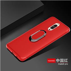 Anti-fall Invisible 360 Rotating Ring Grip Holder Kickstand Phone Cover for Huawei Mate 9 Pro 5.5 inch - Red