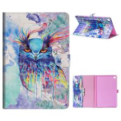 Watercolor Owl 3D Painted Leather Tablet Wallet Case for Huawei MediaPad M5 10 / M5 10 inch (Pro)