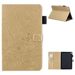 Intricate Embossing Butterfly Circle Leather Wallet Case for Huawei MediaPad M5 10 / M5 10 inch (Pro) - Champagne