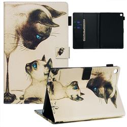 Cat Confrontation Matte Leather Wallet Tablet Case for Huawei MediaPad M5 10 / M5 10 inch (Pro)