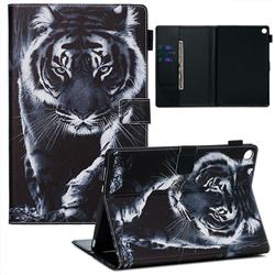Black and White Tiger Matte Leather Wallet Tablet Case for Huawei MediaPad M5 10 / M5 10 inch (Pro)