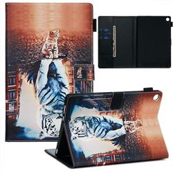 Cat and Tiger Matte Leather Wallet Tablet Case for Huawei MediaPad M5 10 / M5 10 inch (Pro)