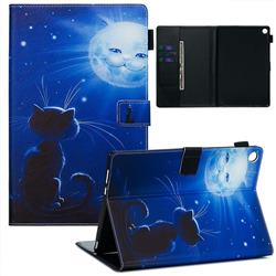 Cat and Moon Matte Leather Wallet Tablet Case for Huawei MediaPad M5 10 / M5 10 inch (Pro)