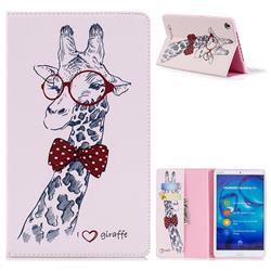 Glasses Giraffe Folio Stand Leather Wallet Case for Huawei MediaPad M5 8 inch
