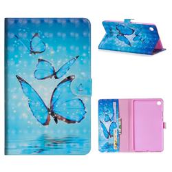 Blue Sea Butterflies 3D Painted Leather Tablet Wallet Case for Huawei MediaPad M5 8 inch