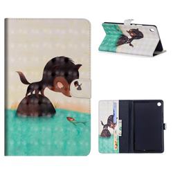Fox Catching Fish 3D Painted Leather Tablet Wallet Case for Huawei MediaPad M5 8 inch