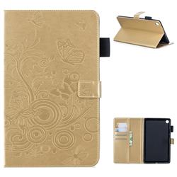 Intricate Embossing Butterfly Circle Leather Wallet Case for Huawei MediaPad M5 8 inch - Champagne