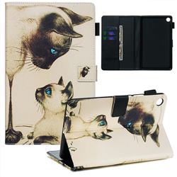 Cat Confrontation Matte Leather Wallet Tablet Case for Huawei MediaPad M5 8 inch