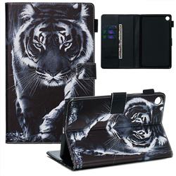Black and White Tiger Matte Leather Wallet Tablet Case for Huawei MediaPad M5 8 inch