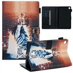 Cat and Tiger Matte Leather Wallet Tablet Case for Huawei MediaPad M5 8 inch