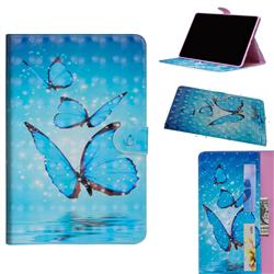 Blue Sea Butterflies 3D Painted Leather Tablet Wallet Case for Huawei MediaPad M5 Lite(10.1 inch)