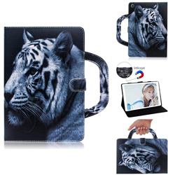 White Tiger Handbag Tablet Leather Wallet Flip Cover for Huawei MediaPad M5 Lite(10.1 inch)