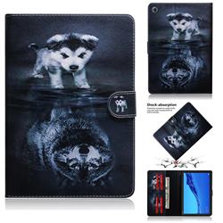 Wolf and Dog Painting Tablet Leather Wallet Flip Cover for Huawei MediaPad M5 Lite(10.1 inch)