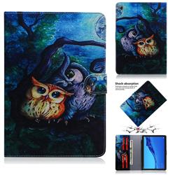 Oil Painting Owl Painting Tablet Leather Wallet Flip Cover for Huawei MediaPad M5 Lite(10.1 inch)