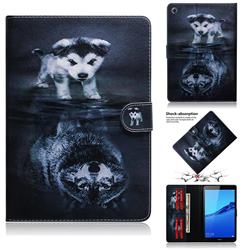 Wolf and Dog Painting Tablet Leather Wallet Flip Cover for Huawei MediaPad M5 Lite 8(8 inch)