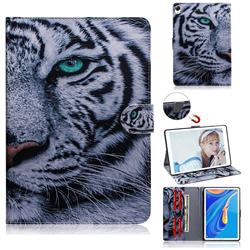 White Tiger Painting Tablet Leather Wallet Flip Cover for Huawei MediaPad M6 10.8 inch