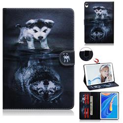 Wolf and Dog Painting Tablet Leather Wallet Flip Cover for Huawei MediaPad M6 10.8 inch